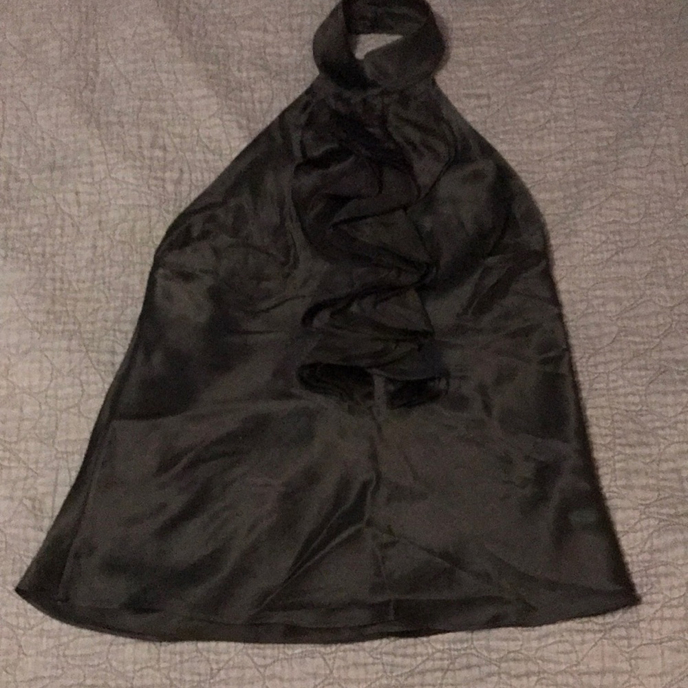 Tibi Black Silk Halter Ruffle Top 4
